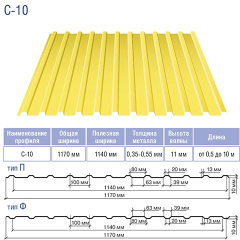 Профнастил для забора C-10
